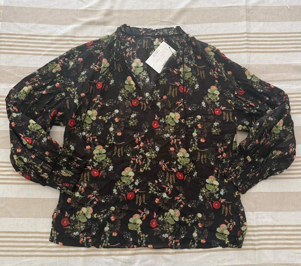 Alice + Olivia NWOT | Julius Floral Print Tie Neck Tunic Top Shirt | OS